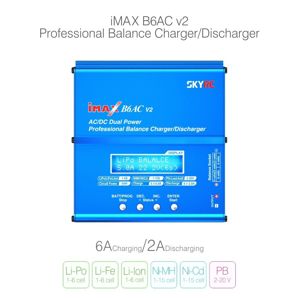 Drone Racing Charger - Caricabatterie/Scaricabatterie Skyrc IMAX B6AC V2 per